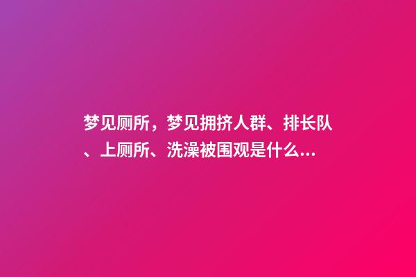 梦见厕所，梦见拥挤人群、排长队、上厕所、洗澡被围观是什么意思-第1张-观点-玄机派