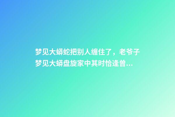 梦见大蟒蛇把别人缠住了，老爷子梦见大蟒盘旋家中其时恰逢曾孙出生-第1张-观点-玄机派