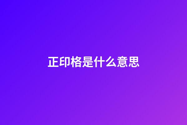 正印格是什么意思