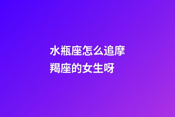 水瓶座怎么追摩羯座的女生呀-第1张-星座运势-玄机派