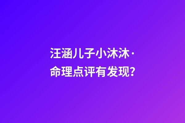 汪涵儿子小沐沐·命理点评有发现？