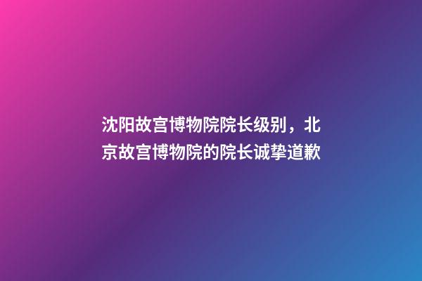 沈阳故宫博物院院长级别，北京故宫博物院的院长诚挚道歉-第1张-观点-玄机派