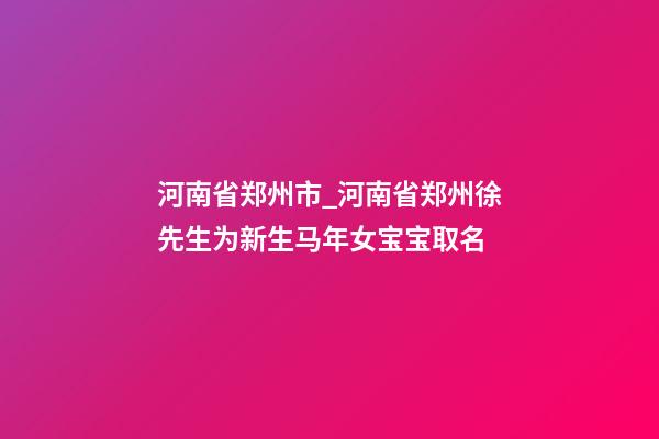 河南省郑州市_河南省郑州徐先生为新生马年女宝宝取名-第1张-公司起名-玄机派