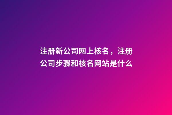 注册新公司网上核名，注册公司步骤和核名网站是什么-第1张-观点-玄机派