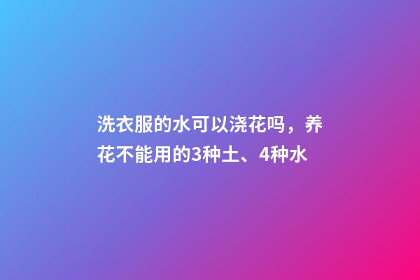 洗衣服的水可以浇花吗，养花不能用的3种土、4种水-第1张-观点-玄机派