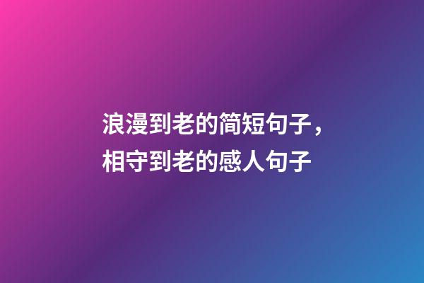 浪漫到老的简短句子，相守到老的感人句子-第1张-观点-玄机派