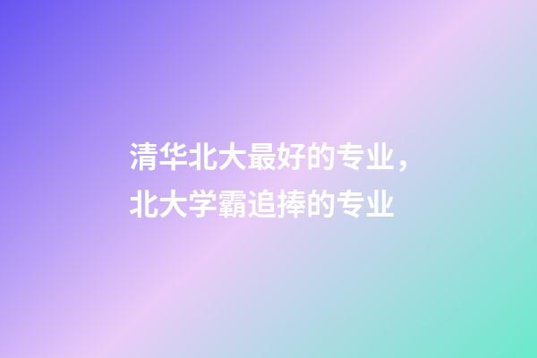 清华北大最好的专业，北大学霸追捧的专业-第1张-观点-玄机派