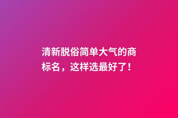 清新脱俗简单大气的商标名，这样选最好了！-第1张-商标起名-玄机派