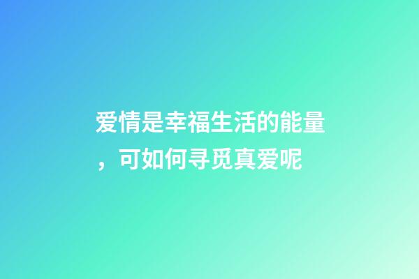 爱情是幸福生活的能量，可如何寻觅真爱呢?