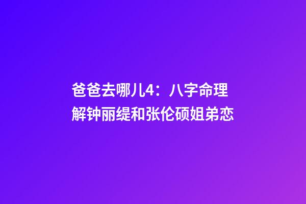 爸爸去哪儿4：八字命理解钟丽缇和张伦硕姐弟恋