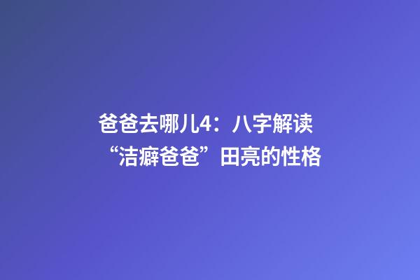 爸爸去哪儿4：八字解读“洁癖爸爸”田亮的性格