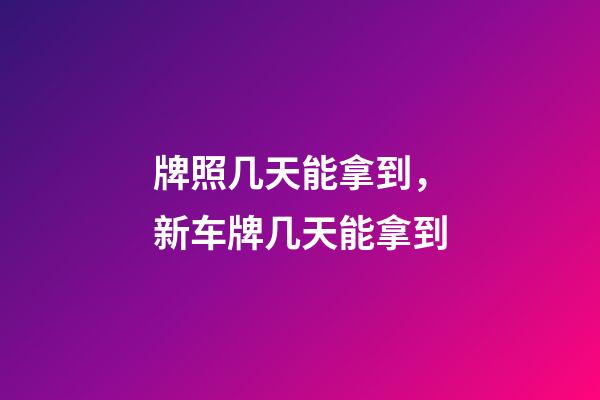 牌照几天能拿到，新车牌几天能拿到