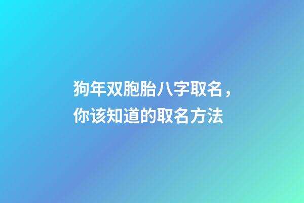 狗年双胞胎八字取名，你该知道的取名方法