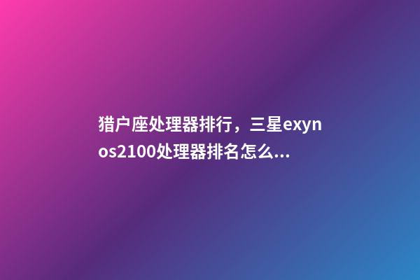 猎户座处理器排行，三星exynos2100处理器排名怎么样-第1张-观点-玄机派