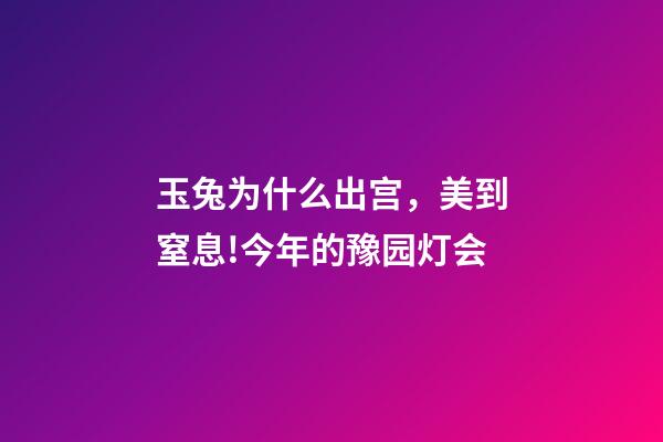 玉兔为什么出宫，美到窒息!今年的豫园灯会-第1张-观点-玄机派