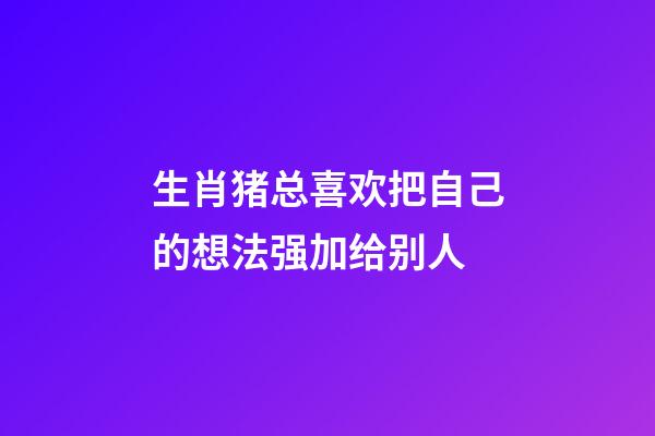 生肖猪总喜欢把自己的想法强加给别人