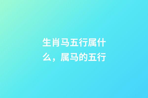 生肖马五行属什么，属马的五行