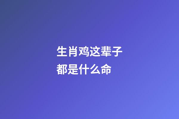 生肖鸡这辈子都是什么命