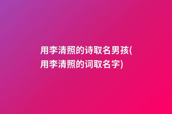 用李清照的诗取名男孩(用李清照的词取名字)