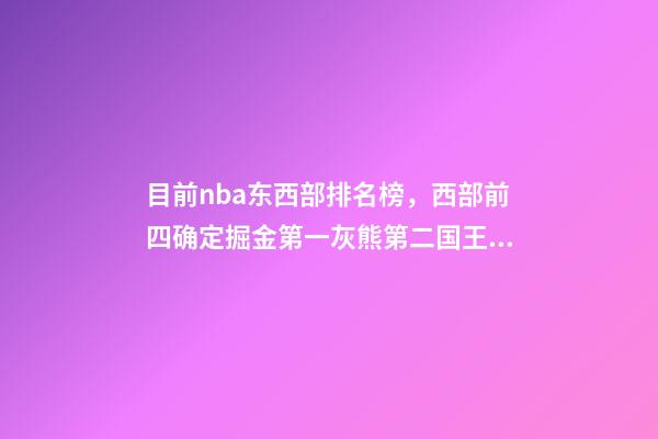 目前nba东西部排名榜，西部前四确定掘金第一灰熊第二国王第三太阳第四-第1张-观点-玄机派