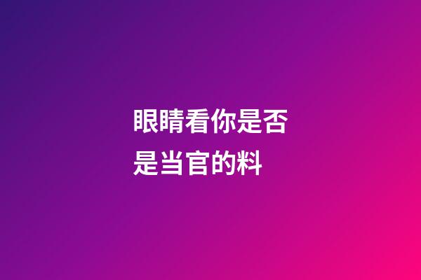 眼睛看你是否是当官的料