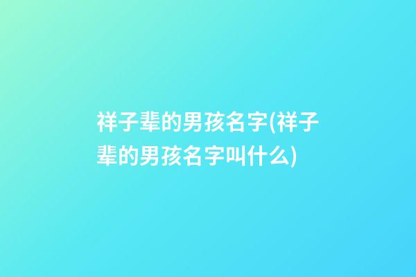 祥子辈的男孩名字(祥子辈的男孩名字叫什么)