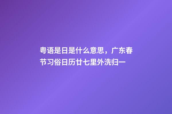 粤语是日是什么意思，广东春节习俗日历廿七里外洗归一