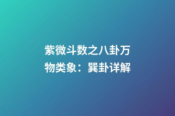 紫微斗数之八卦万物类象：巽卦详解