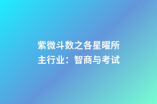 紫微斗数之各星曜所主行业：智商与考试