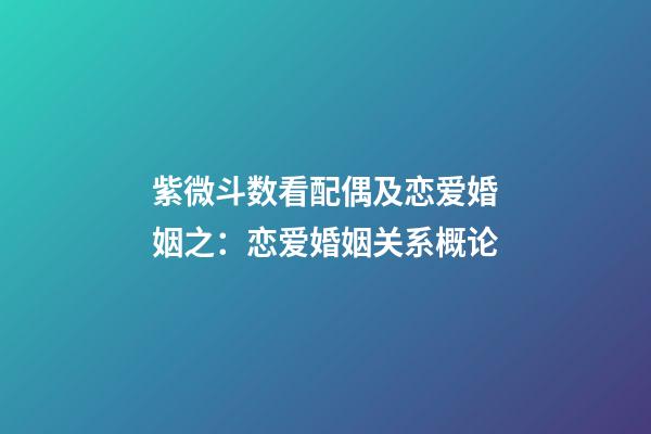 紫微斗数看配偶及恋爱婚姻之：恋爱婚姻关系概论