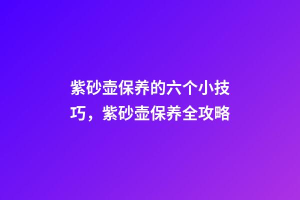 紫砂壶保养的六个小技巧，紫砂壶保养全攻略-第1张-观点-玄机派