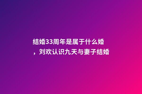 结婚33周年是属于什么婚，刘欢认识九天与妻子结婚-第1张-观点-玄机派