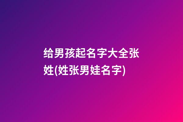 给男孩起名字大全张姓(姓张男娃名字)