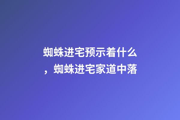 蜘蛛进宅预示着什么，蜘蛛进宅家道中落