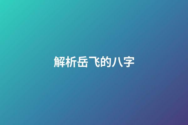 解析岳飞的八字