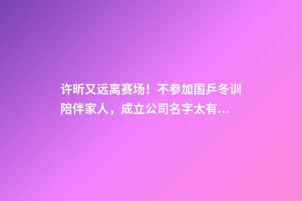 许昕又远离赛场！不参加国乒冬训陪伴家人，成立公司名字太有特色-第1张-公司起名-玄机派