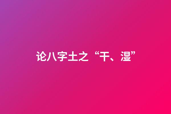 论八字土之“干、湿”