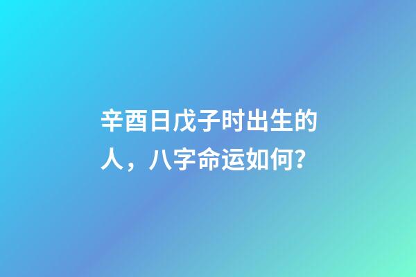 辛酉日戊子时出生的人，八字命运如何？