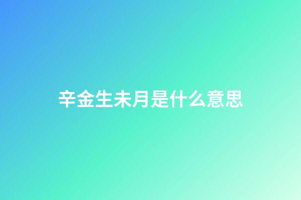 辛金生未月是什么意思