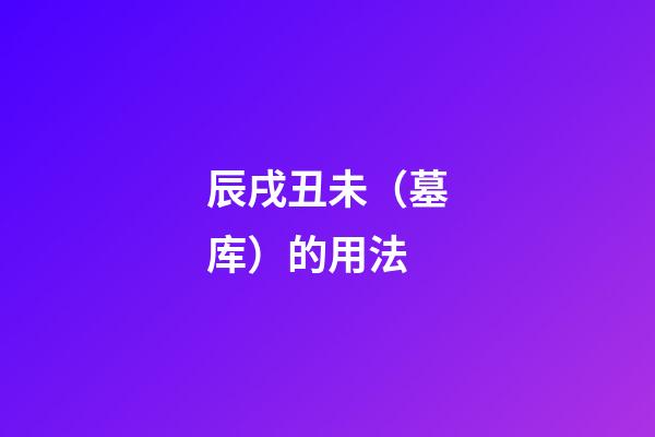 辰戌丑未（墓库）的用法