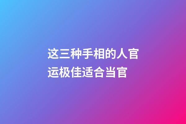 这三种手相的人官运极佳适合当官