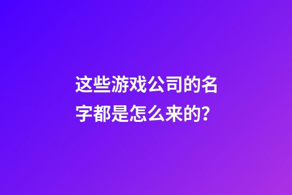 这些游戏公司的名字都是怎么来的？-第1张-公司起名-玄机派