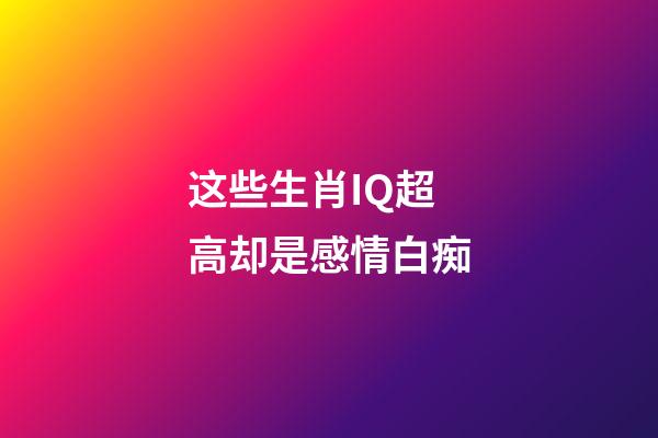 这些生肖IQ超高却是感情白痴