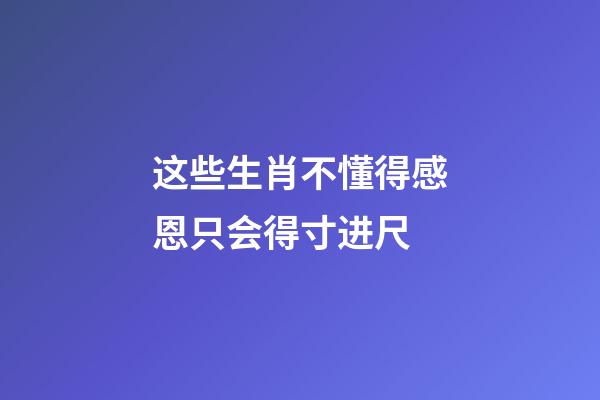 这些生肖不懂得感恩只会得寸进尺