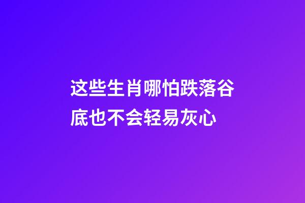 这些生肖哪怕跌落谷底也不会轻易灰心