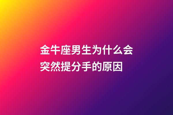 金牛座男生为什么会突然提分手的原因-第1张-星座运势-玄机派