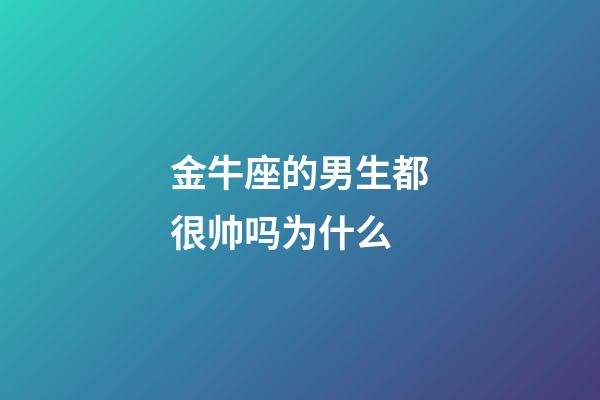 金牛座的男生都很帅吗为什么-第1张-星座运势-玄机派