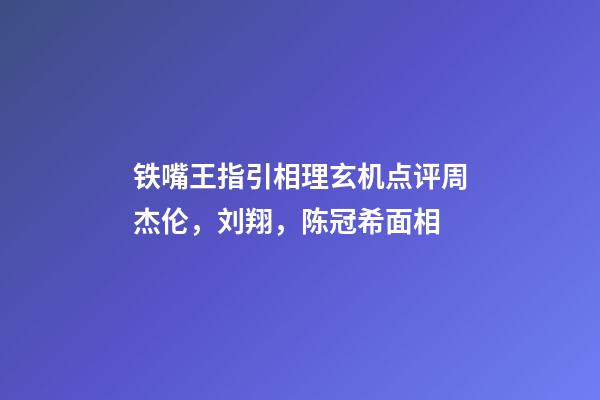 铁嘴王指引相理玄机点评周杰伦，刘翔，陈冠希面相