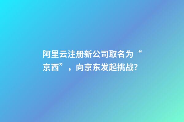 阿里云注册新公司取名为“京西”，向京东发起挑战？-第1张-公司起名-玄机派