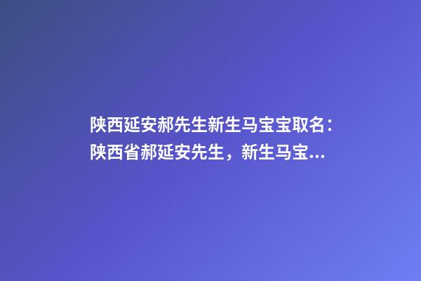 陕西延安郝先生新生马宝宝取名：陕西省郝延安先生，新生马宝宝姓名-第1张-公司起名-玄机派